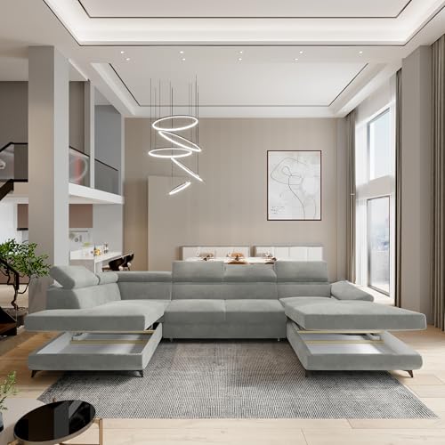 Masseno Ecksofa RUBANO M L-S mit Schlaffunktion U-Form, Sofa mit Bettkasten, Wohnzimmersofa, Couch, Soffa, Bettsofa, Couchgarnitur- Wrzosowy, Monolith 62 – Bild 3