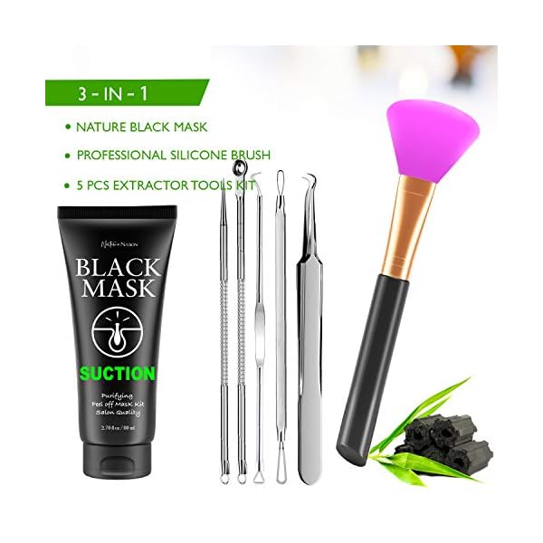 Blackhead-Remover-Mask-Valuable-3-in-1-Kit-Purifying-Peel-Off-Mask-With-5-Blackhead-Pimple-Comedone-Extractors-and-Silicone-Brush-Deep-Cleansing-Blackheads-Removal-Mask-Kit Blackhead Remover Mask Valuable 3-in-1 Kit Purifying Peel Off Mask, with 5 Blackhead & Pimple Comedone Extractors and Silicone Brush, Deep Cleansing Blackheads Removal Mask Kit