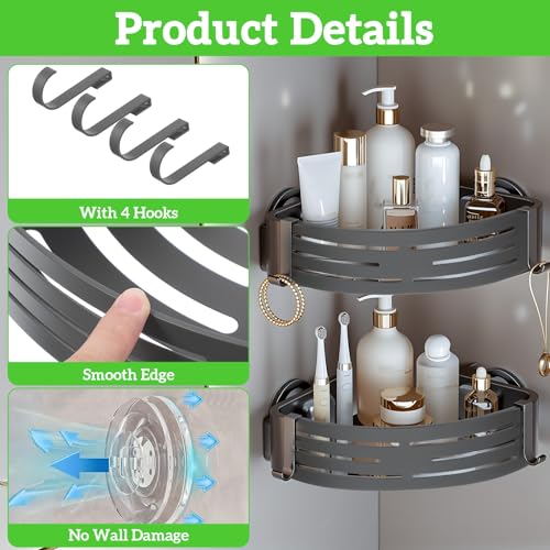 2-Pack-Corner-Shower-Caddy-Suction-Cup-Shower-Shelves-with-Hooks-Rust-Proof-Aluminum-alloy-Suction-Bathroom-Organizers-and-Storage-No-Drilling-Required-Removable-Waterproof-Nathroom-Storage-Rack