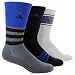 adidas Youth Boys Cushioned 3-Pack Crew Socks, Bold Blue/Onix/Black/White, Medium