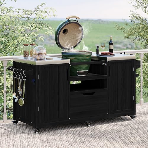 Zjjseloru Enhance Outdoor Experience! 66.5 "Black Sturdy Wood and Stainless