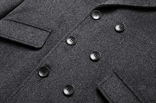 Image of Men's Stylish Wool Blend Double Breasted Long Pea Coat