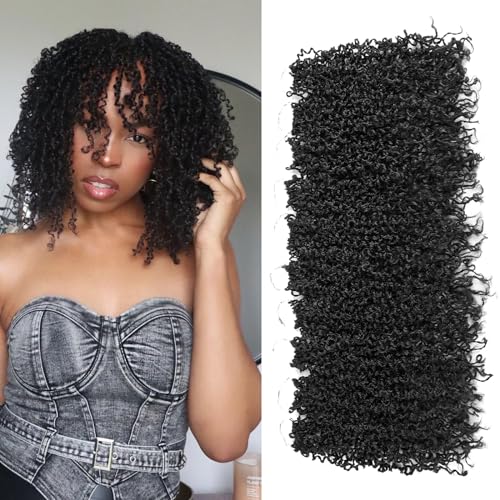 Silike 10packs Yanky Twist Crochet Braids Hair Extensions Natural Black Color Pre-Looped Curly Braiding Synthetic Boho Crochet Hair For Women(1B, 10)