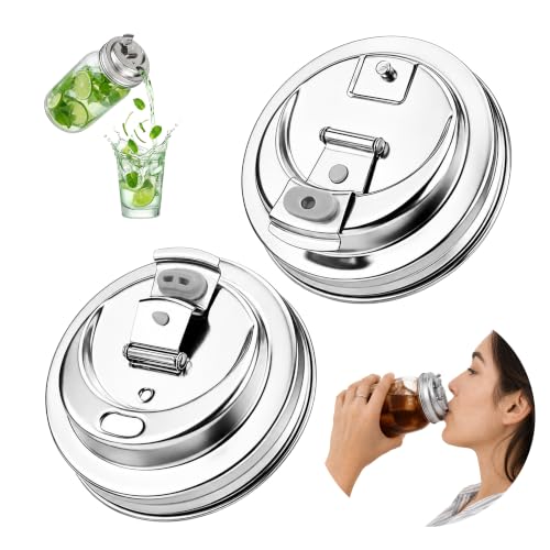 Guplai 2 Pack Reusable Mason Jar Drinking Coffee Lids Wide Mouth