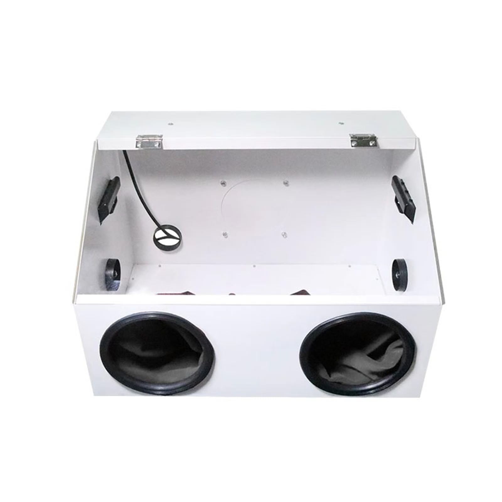 GAENZA Metal Grinding Polish Dust Box with 2 Holes, Dustproof Polishing Booth, Metal Enclosed Grinding Box Acrylic Cover with Led Light for Polishing Spray Painting Engraving Sanding,S,no fan