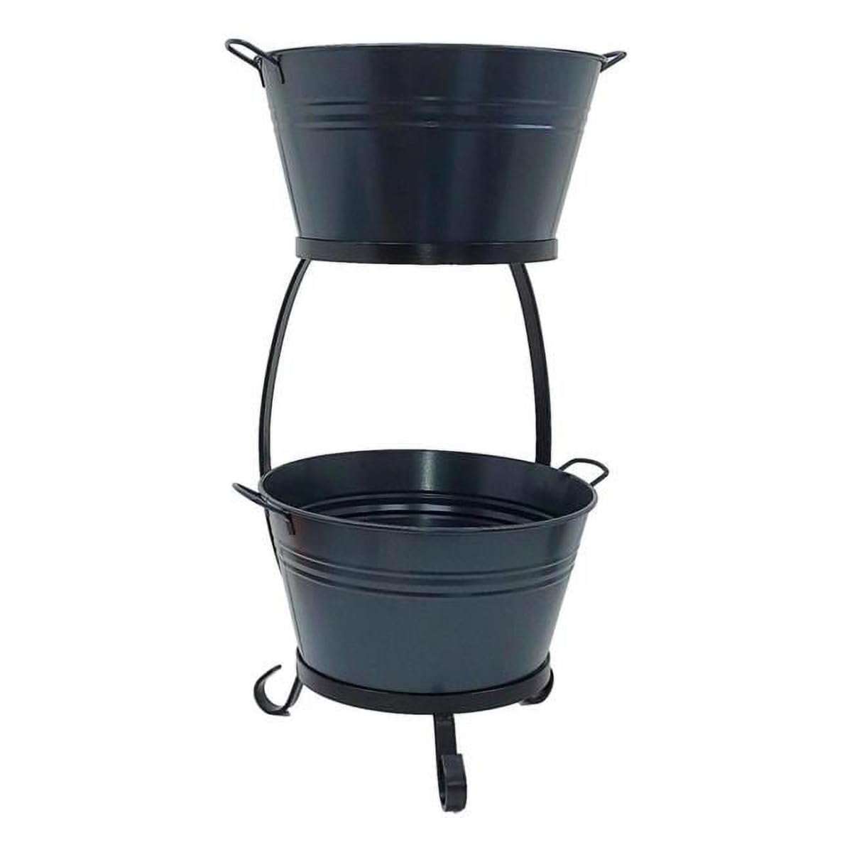 21 x 29 in. Double Beverage Tub with Iron Stand Dark Grey