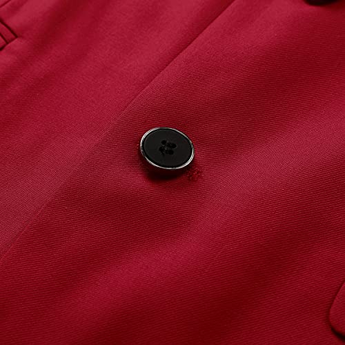 YOUTHUP Blazer Homme avec Noeud Papillon Veste de Costume Formel avec Un Bouton Elégant Classique Blazer pour Mariage d'affaires Bal Smoking, Rouge, XL - Image 6