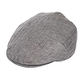 BOTVELA Men Linen Flat Ivy Breathable Summer Newsboy Hat (7 1/2-7 5/8, Herringbone Dark Grey)