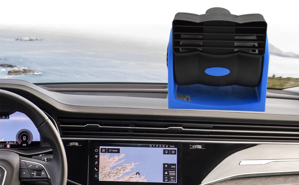 KAGOR 12V Car Dash Fan, No Leaf Quiet Cooling, Powerful RV Ventilation, Squirrel Cage, 2 Speed Electric Air Conditioner with Cigarette Lighter Plug for Auto SUV Vehicle Van