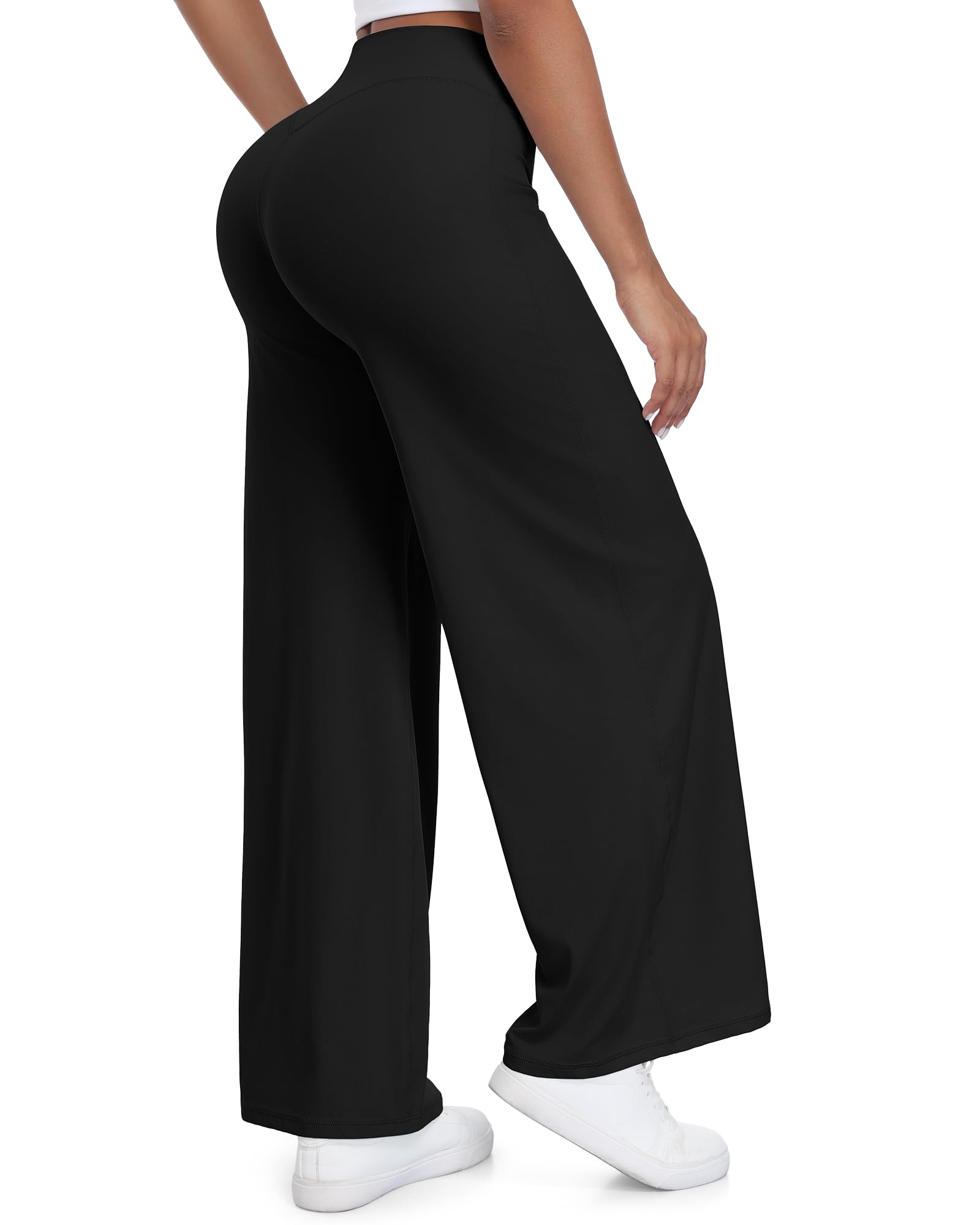 SIMIYA Nahtlose Straight Leggings Hohe Taille Flared Yogahose Sporthose | No Front Seam,Weites Bein,Po-Formend,Sport Gym Pilates Yoga Zumba Freizeit