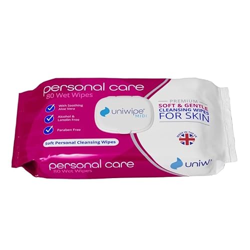 Uniwipe Personal Care - 80 Wipes - Soft & Gentle Skin Safe Patient Cleansing Wipes