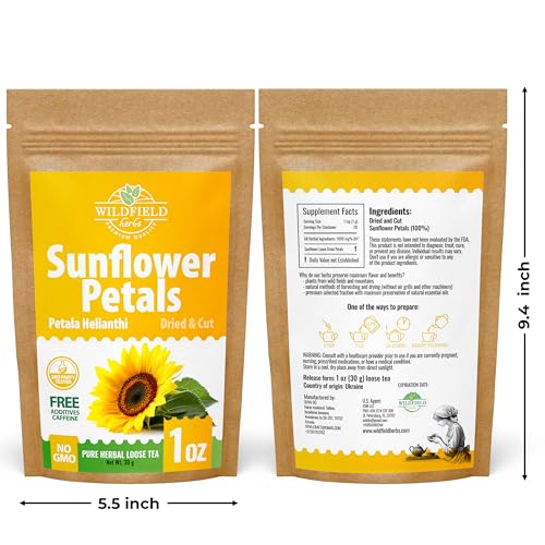 Image of 1 oz. Sunflower Petals Herbal Tea (Petala Helianthi) - 28g Dried Sunflower Petals Tea Te de Petalos de Girasol