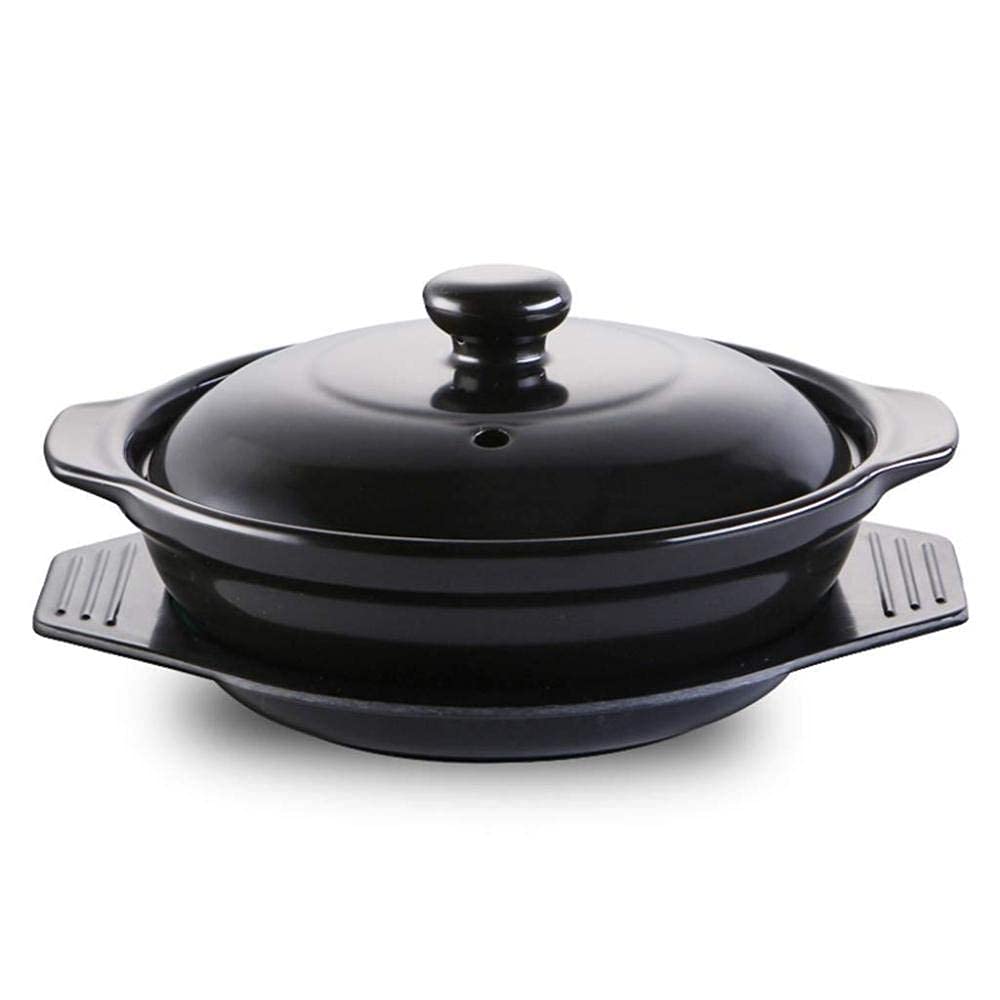 Casserole en céramique noire durable pot en terre cuite thermique 550ML