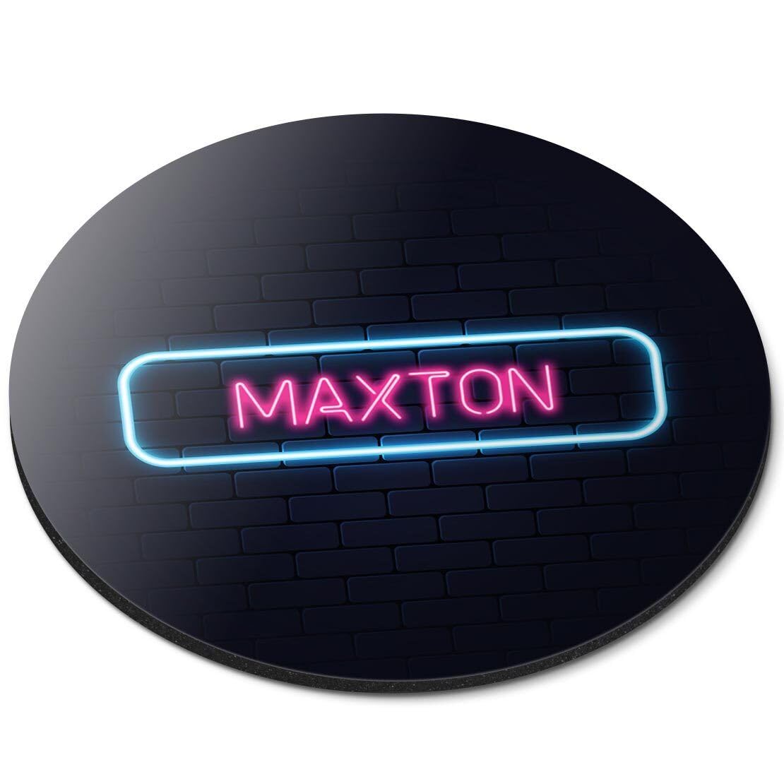 APSRA Round Mouse Mat Neon Sign Design Maxton Name #352292 Printed Rubber Mouse pad, Home Office Use, Non Slip