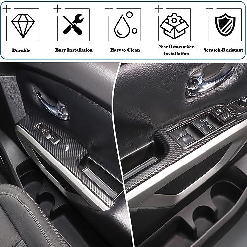 Fgtagtal Window Lift Switch Cover Compatible with Nissan Titan 2016-2023, Window Lift Switch Panel Decoration Frame Trim Cover 4Pcs (Carbon Fiber Pattern Black) by Fgtagtal - Used condition - Image 4