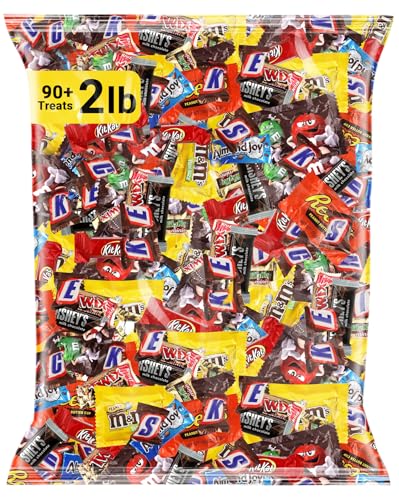 Assorted Chocolate Candy Mix - Individually Wrapped Chocolates - 2lb Bulk Variety Pack for Snacking, Sharing, and Gifting - Ideal for Home, Office, and Events