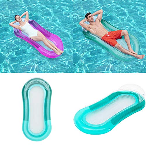 Cozywind Colchoneta Hinchable Piscina Flotador Inflable, Tumbona Hinchable de Playa,Sofá Hinchable Plegable con Almohada，160×84CM (Verde)