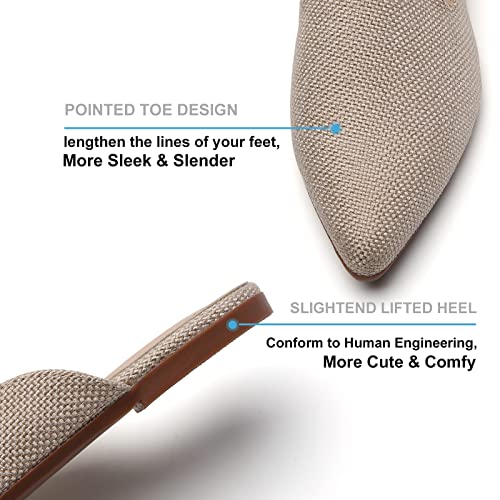 Image of Tilocow Women's Pointed Toe Flat Mules Backless Slip On Loafers