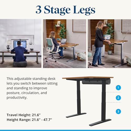 Image of UPLIFTDESK Bamboo (72 x 30 inch) Standing Desk 2-Leg V3 Adjustable Stand Up C-Frame (White), Advanced Keypad, Wire Grommets, Wire Tray, Rocker Board