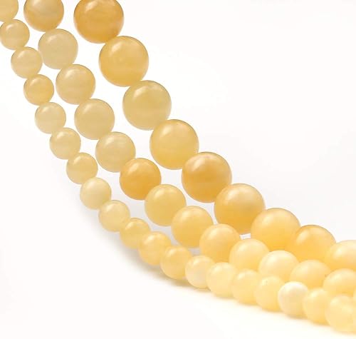Miniatura 6 de Yochus - Cuentas de piedras preciosas redondas de jade amarillo de 0.315in