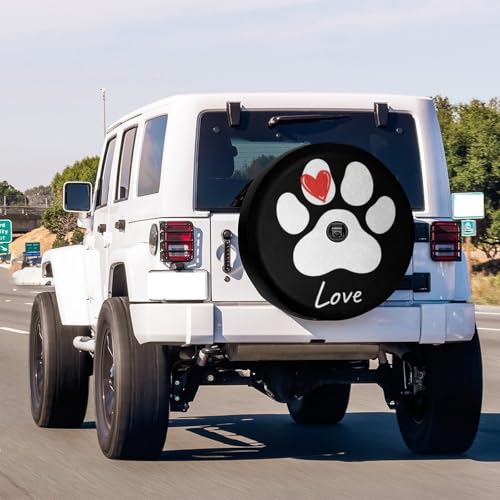 Image of Delerain Spare Tire Cover with Backup Camera Hole Dog Footprint Paw Print Wheel Covers Waterproof Dust-Proof UV Sun Universal Fit for Jeep Trailer RV SUV Truck (17 Inch for Diameter 31 inch-33 inch)