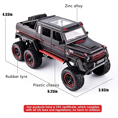 Image of ARNIYAVALA Diecast Toy Car1 /32 Benz G63 AMG 6x6 V12 Off-Road Pickup Scale Model,Pull Back Vehicles Alloy Simulation Supercar with Lights and Sound Also for Car Dashboard,Kids,Adult-Black