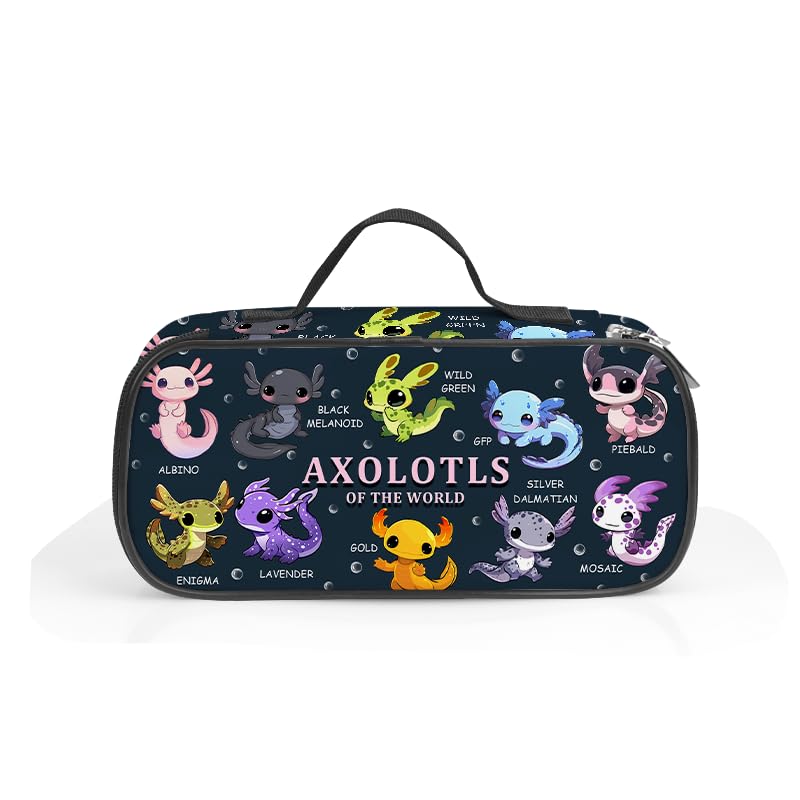 Image of Axolotl Pencil Case, Pencil Case For Boys Kids, Salamander Pen Box For School, Large Capacity School Supplies, Desk Organizer Office Business, Colorful Gifts Pen Box