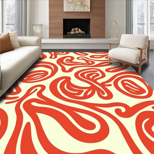 ODIKA Flatwoven Area Rug 4x6 ft, Colorful Retro Inspired Abstract