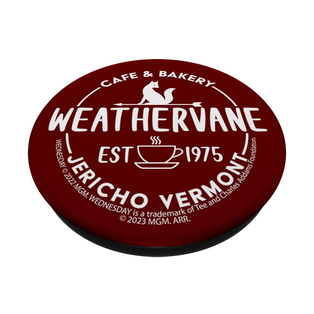 Wednesday Weathervane Cafe & Bakery Est 1975 Jericho Logo PopSockets Swappable PopGrip, Black - Image 2