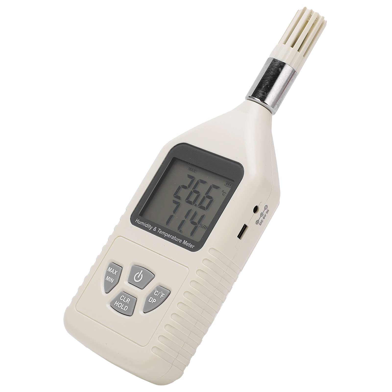 Marhynchus Termómetro Higrómetro Digital GM1360A, Medidor de Humedad y Temperatura Portátil con Pantalla LCD Grande para Almacén de Laboratorio de Fábrica, Sensores Duales -30 °C a 80 °C 0% a
