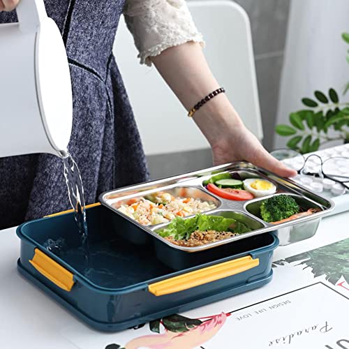 Image of Mayatra's Stainless Steel Bento Box for Adults and Kids, Keep Foods Separated, Food Storage Container, 4 Compartments Sealed and Leak-Proof Lunch Box,Safe-Food Materials with Handle Multicolor