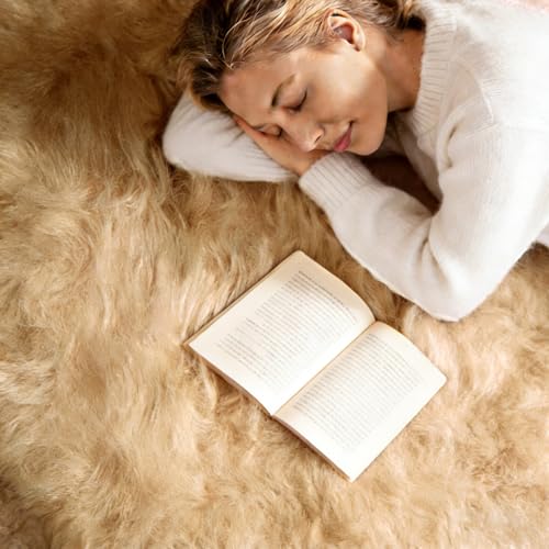 Tapete suave sintético de peluche 2 x 3 pies beige miniatura 7