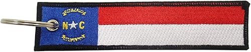 Luso Aviation Llavero de la bandera de Carolina del Norte, 100% bordado, Rojo -