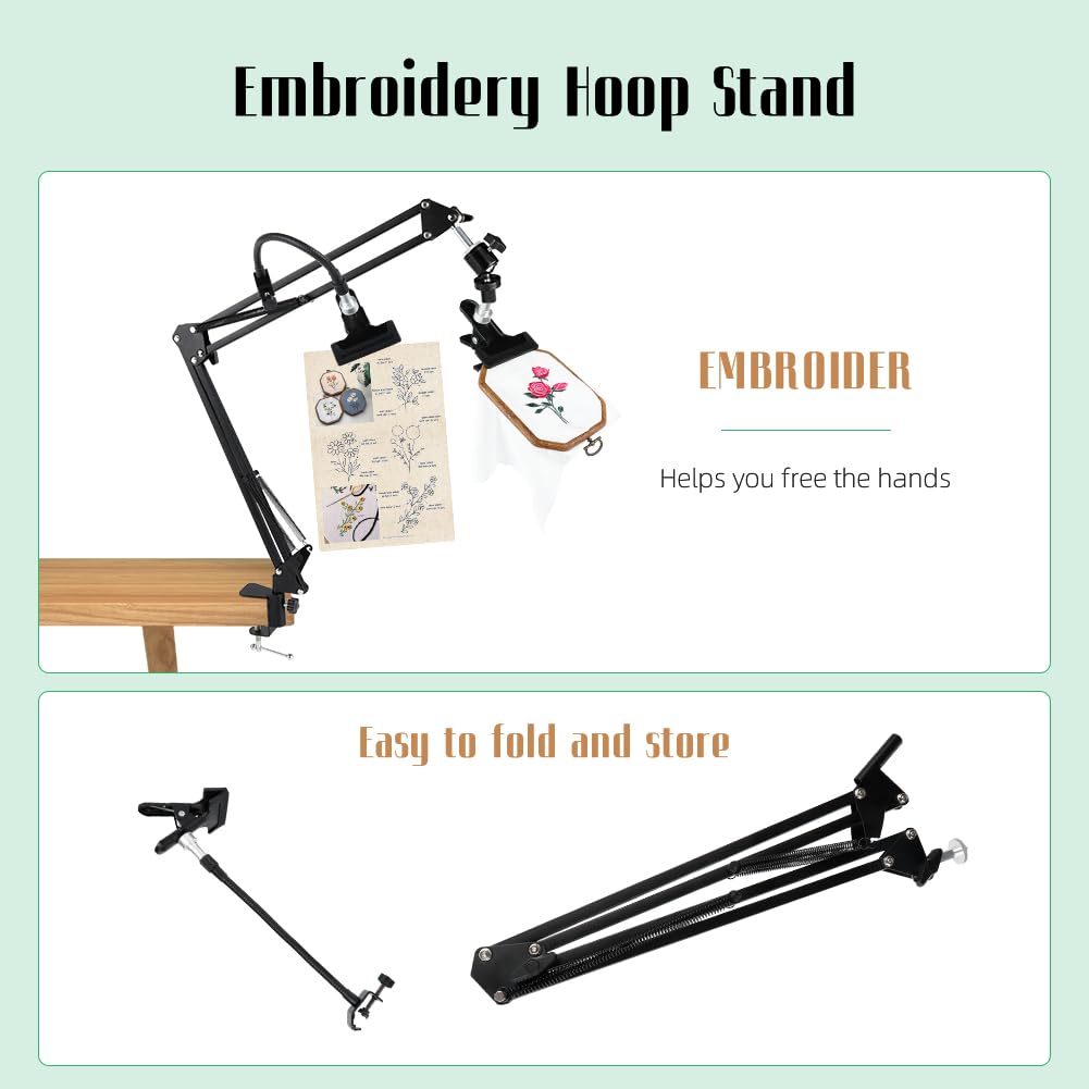 BSRTOP Embroidery Hoop Stand: 360 Adjustable Metal Embroidery Hoop Holder for Sewing Cross Stitch Crafts