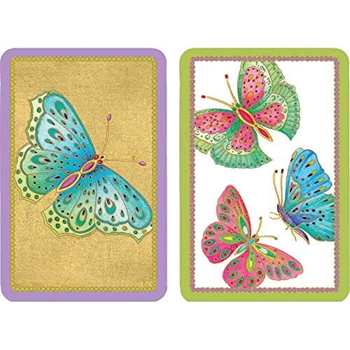 Caspari Bridge Playing Card Gift Set, Jeweled Butterflies, 2 Decks and Score Pads, Multicolor (PC117J)