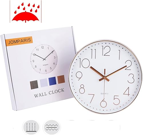 Miniatura 10 de jomparis - Reloj de pared negro de 10 pulgadas, funciona con pilas, silencioso y sin hacer tictac, de estilo clásico para el hogar, oficina,