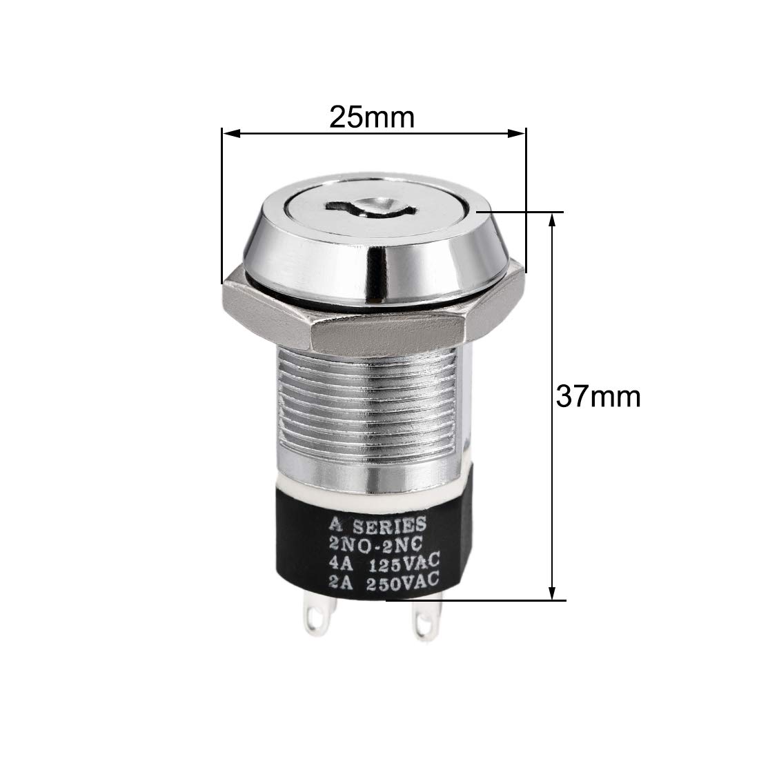 Sourcingmap 19mm 2 Positions Key Locking Push Button Switch with 2 Keys 2NC-2NO S2803, S2803-Single pull-1pcs - Image 2