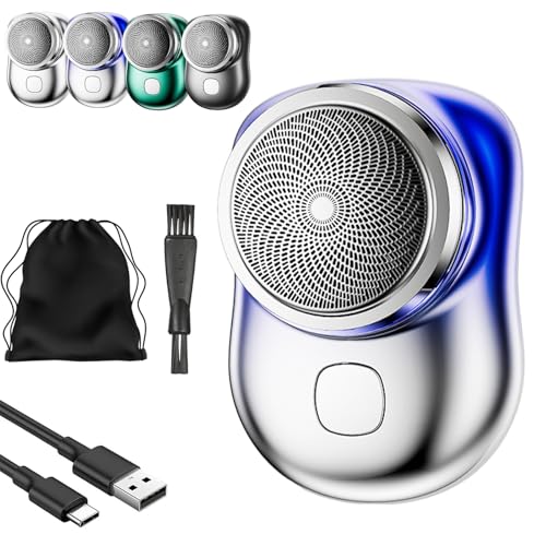 Afeitadora Lureza, Mini afeitadora Lureza, Afeitadora eléctrica portátil Tlopa Mini-Shave, afeitadora potente para uso en seco y húmedo, ideal para viajes, oficina, negocios (Blue)