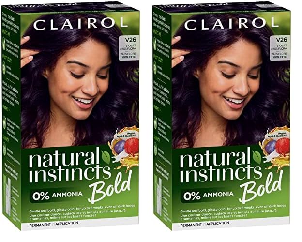Clairol Natural Instincts Bold Permanent Hair Dye, V26 Violet Passiflora Hair Color, Pack of 2