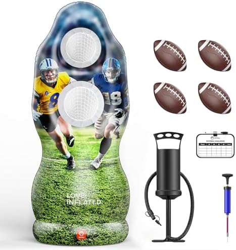QPAU Dual-Hole Inflatable Football Target for Kids & Adults, Life...