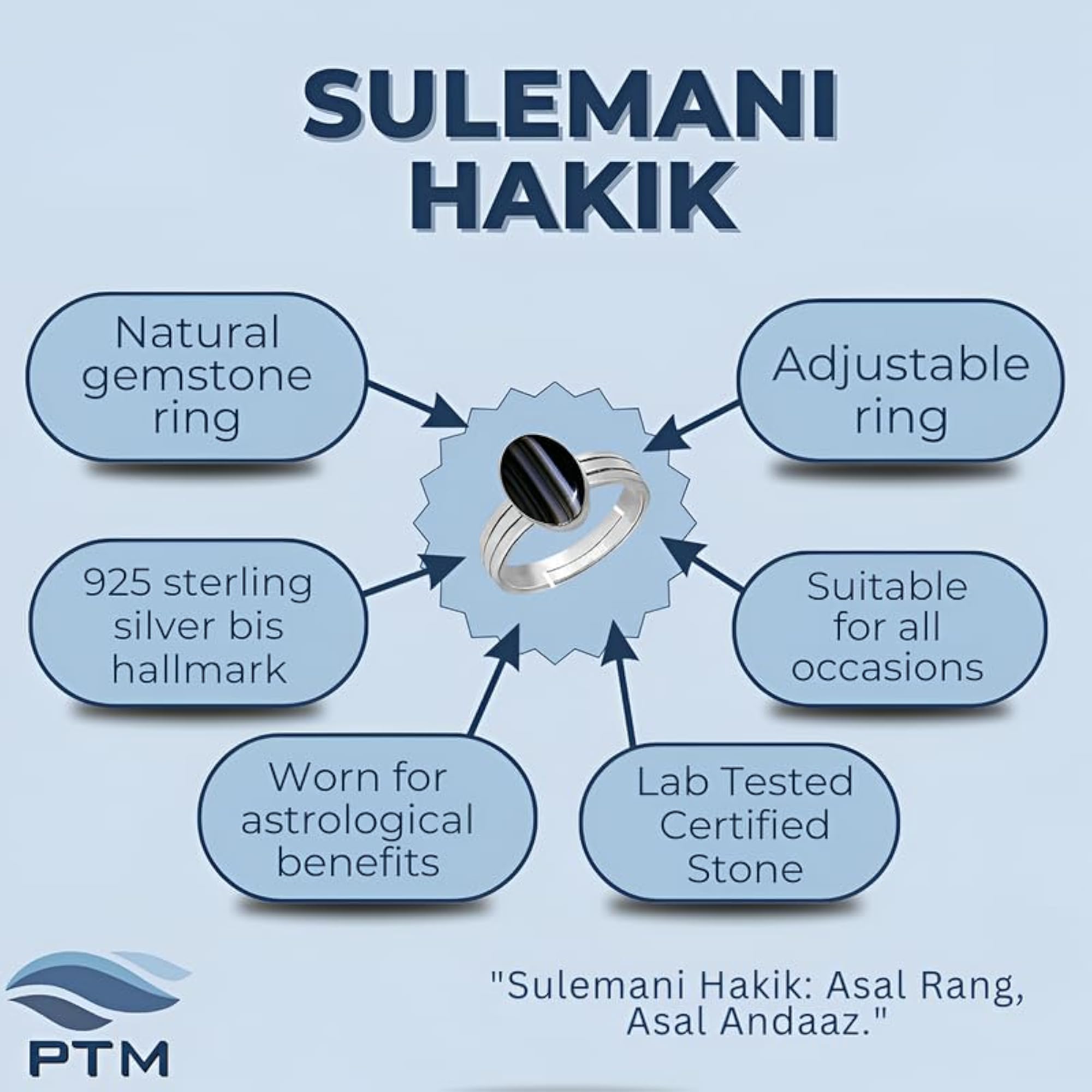 Men's Natural Sulemani Hakik Adjustable Ring, Certified Gemstone