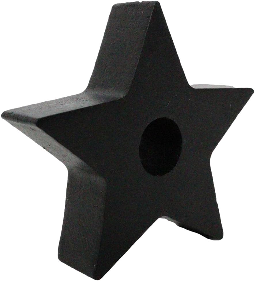 Ebros Gift Occult Wicca Black Pentagram Pentacle Star Shaped Decorative Small Candle Stick Holder Figurine Occultism Spiritualism Witchcraft Supernatural Accent Decor (2)