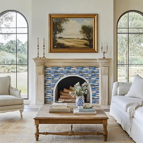 Tretizl 10 Sheets Peel and Stick Backsplash, Peel and Stick Tiles, Marble Look Wall Tiles Backsplash for Kitchen and Bathroom, Livingroom, 12”x12”,Blue&Grey by Tretizl - Image 4