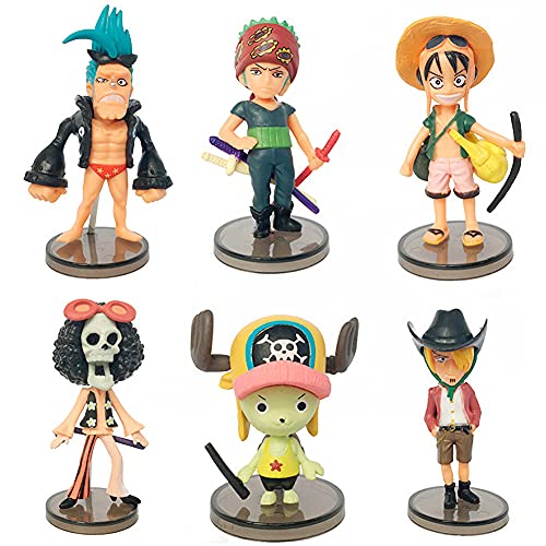 One Piece Doll Cake Topper, 6PCS Mini One Piece Caricatura Cake Topper Figura De One Piece Personaje Set, Fiesta De Cumpleaños Diy Decoración Suministros Baby Baptism Birthday Party Cake Decoraciones