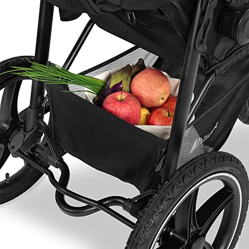 Hauck 274200 Runner 2, uitvoering voor joggers, buggy met 3 wielen tot 25 kg, buggy met extra grote luchtbanden, UPF 50+ kap, inklapbare buggy met ligstand - zwart, 1 Stuk