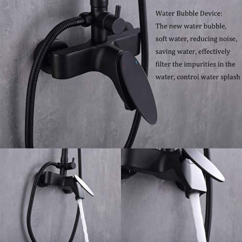 Ensemble de douche noir avec robinet mural douchette et mitigeur de baignoire - 7