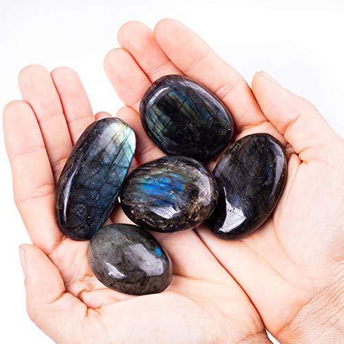 Image of Natural Labradorite Plam Stones,Gemstones Irregular Polished Worry Stone 1.5 inch to 2.7 inch