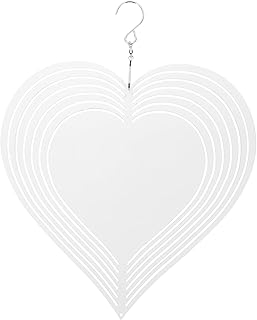YARNOW DIY Sublimação Em Forma De Coração Decoração De Jardim Metal Sino De Vento Pingente Sinos De Vento De Metal Sublimação Girador De Vento Girador De Vento Decoração Varanda Girador