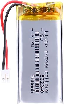 Liter energybattery 3.7V Lipo Battery 500mAh Rechargeable Lithium ion Polymer Battery 502248 with JST Connector