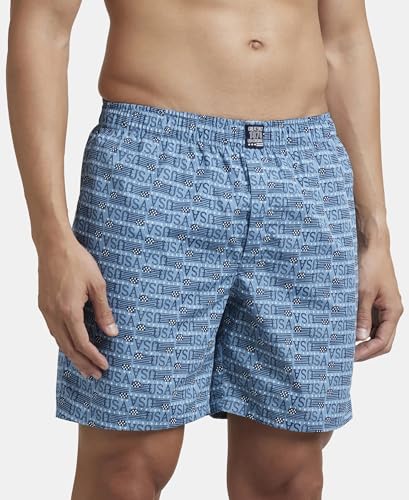 Image of Jockey US57 Men Super Combed Mercerized Cotton Woven Printed Boxer Shorts with Side Pockets (Pack of 2, Prints May Vary)